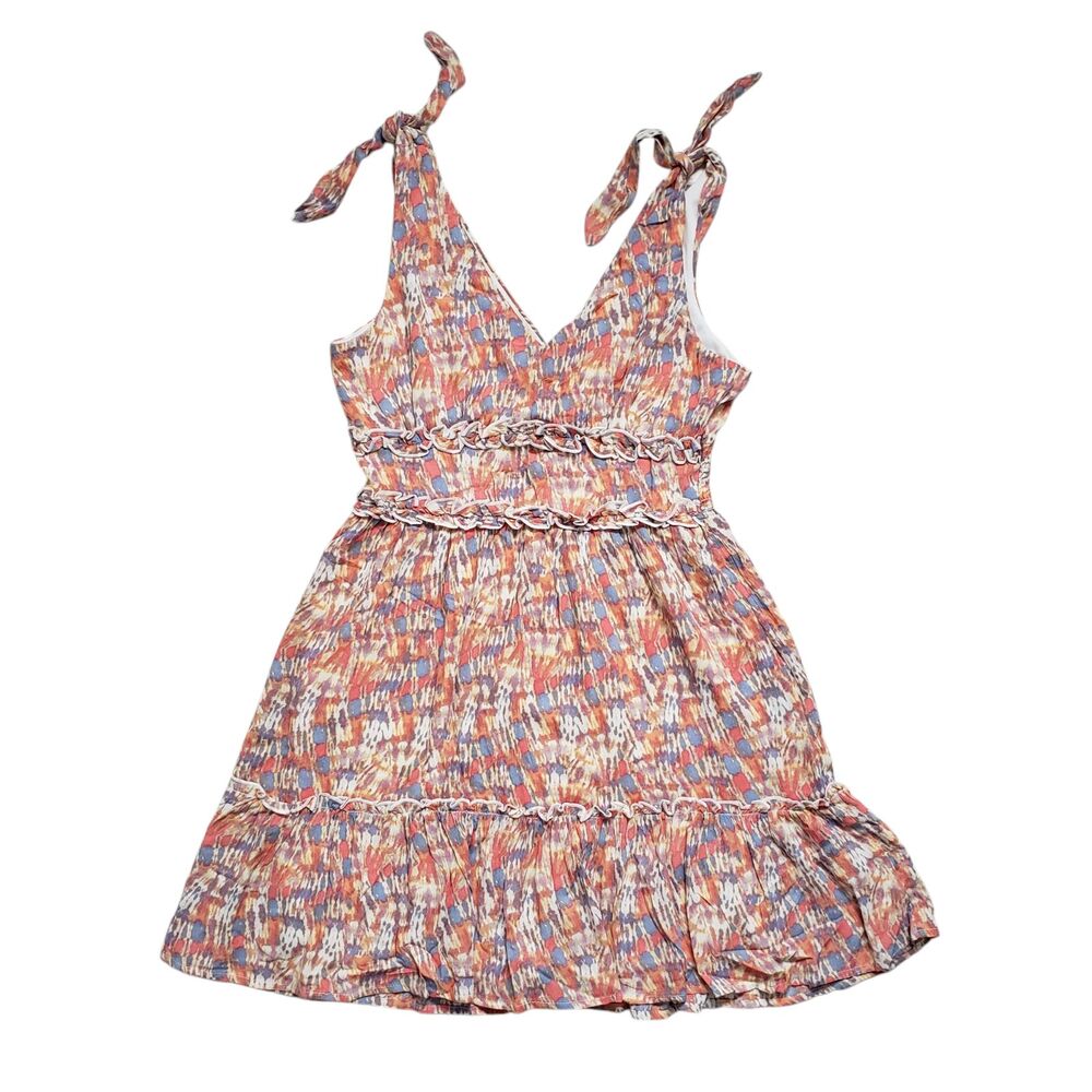 Gypsies & Moondust Mini Sun Dress Small Geometric Tie Shoulder Boho - Picture 2 of 10
